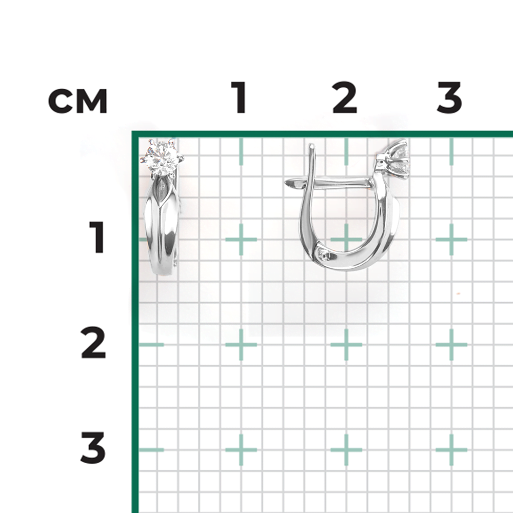 Серьги с английским замком из белого золота с бриллиантом 02-0477-00-101-1120-30