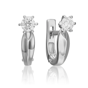 Серьги с английским замком из белого золота с бриллиантом 02-0479-00-101-1120-30