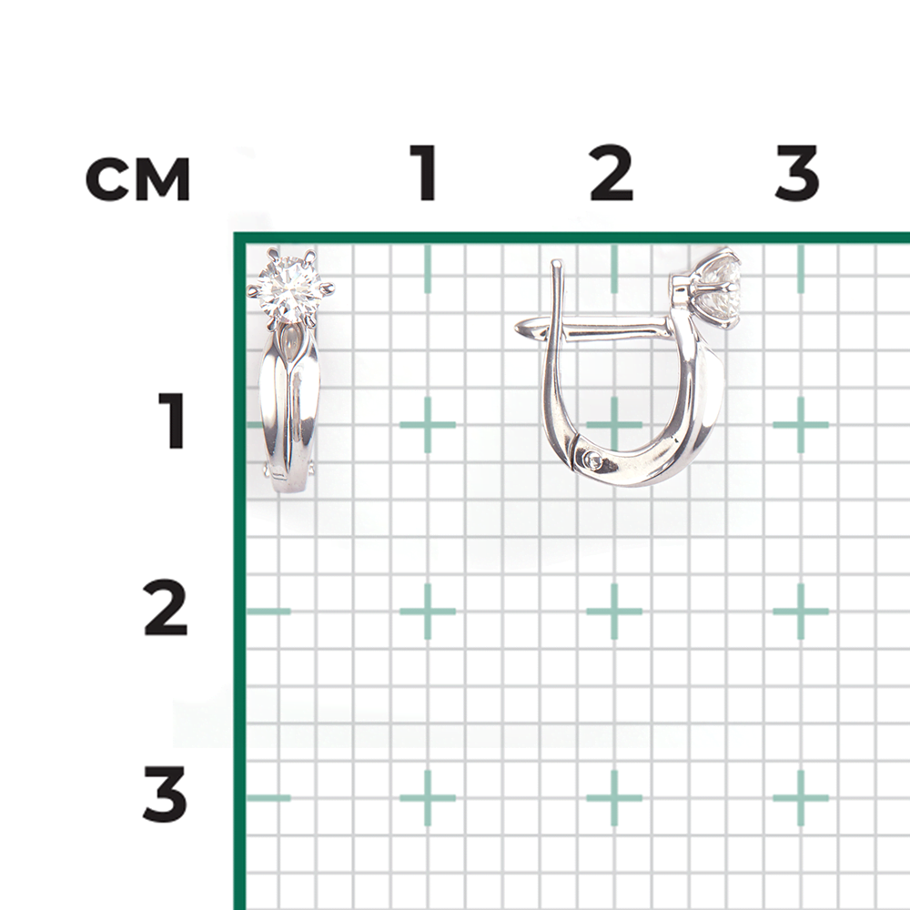 Серьги с английским замком из белого золота с бриллиантом 02-0479-00-101-1120-30