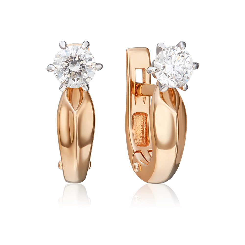 Серьги с английским замком из комбинированного золота с бриллиантом 02-0480-00-101-1111-30