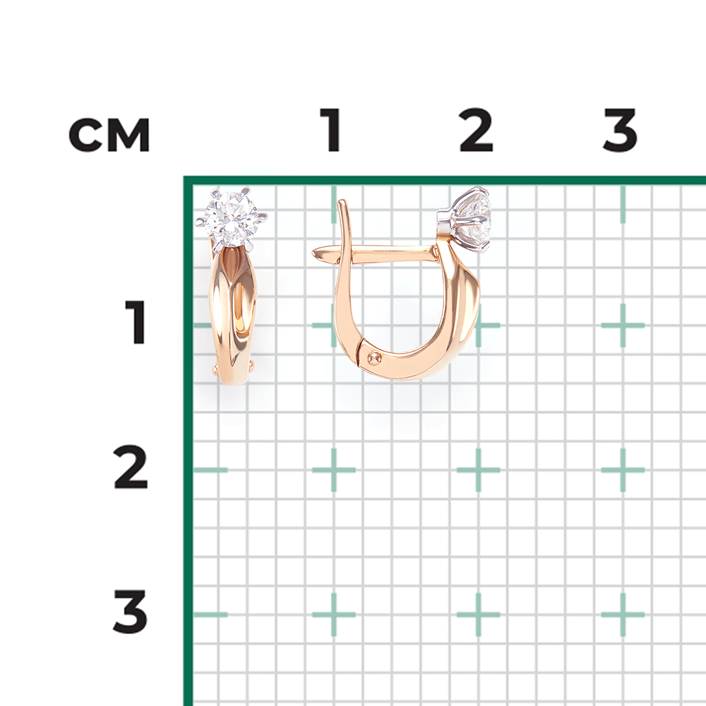 Серьги с английским замком из комбинированного золота с бриллиантом 02-0480-00-101-1111-30
