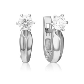 Серьги с английским замком из белого золота с бриллиантом 02-0481-00-101-1120-30