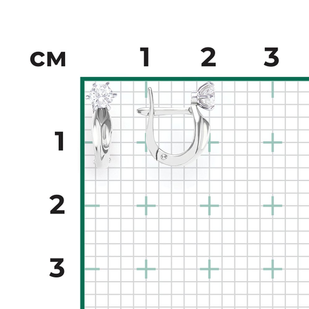 Серьги с английским замком из белого золота с бриллиантом 02-0481-00-101-1120-30