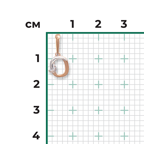 Подвеска «Буква О» из комбинированного золота с фианитом 03-3119-О-501-1111-38