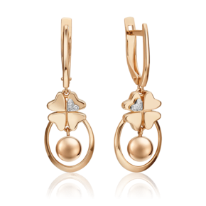 Серьги «Клевер. Незабываемые моменты» с английским замком из комбинированного золота с бриллиантами 02-4816-00-101-1111