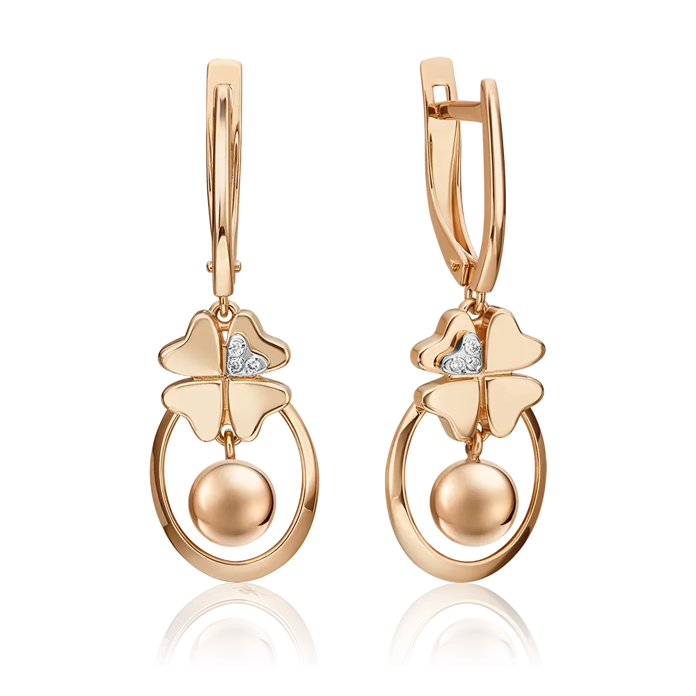 Серьги «Клевер. Незабываемые моменты» с английским замком из комбинированного золота с бриллиантами 02-4816-00-101-1111