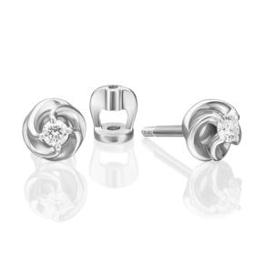 Серьги-пусеты из белого золота с бриллиантом