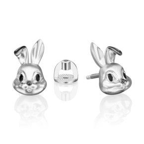 Серьги-пусеты «Кролики» из серебра с эмалью 02-5110-00-000-0200
