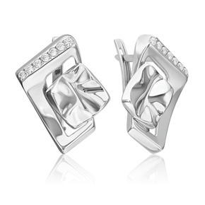 Серьги с английским замком из серебра с фианитами 02-5078-00-401-0200