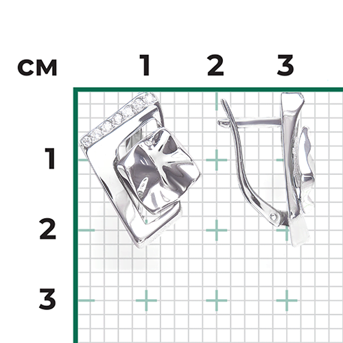 Серьги с английским замком из серебра с фианитами 02-5078-00-401-0200