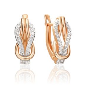 Серьги с английским замком из красного золота с фианитами 02-5564-00-401-1110