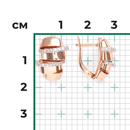 Серьги с английским замком из красного золота с фианитами 02-4586-00-401-1110-48