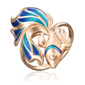 Кольцо «Рыбка» из красного золота с эмалью 01-4909-00-000-1110-25