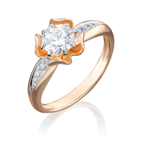 Помолвочное кольцо из красного золота с фианитами 01-4910-00-501-1110-38