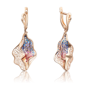 Серьги с английским замком из красного золота с эмалью 02-3778-00-000-1110-48