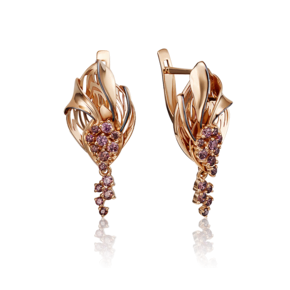 Серьги с английским замком из красного золота с фианитами 02-3979-01-404-1110-48