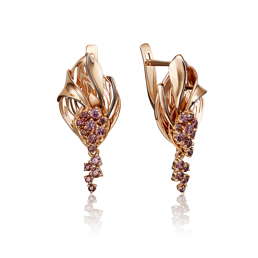 Серьги с английским замком из красного золота с фианитами 02-3979-01-404-1110-48