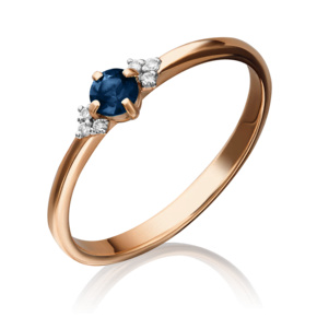 Кольцо из красного золота с сапфиром и бриллиантами 01-1486-00-105-1110-30