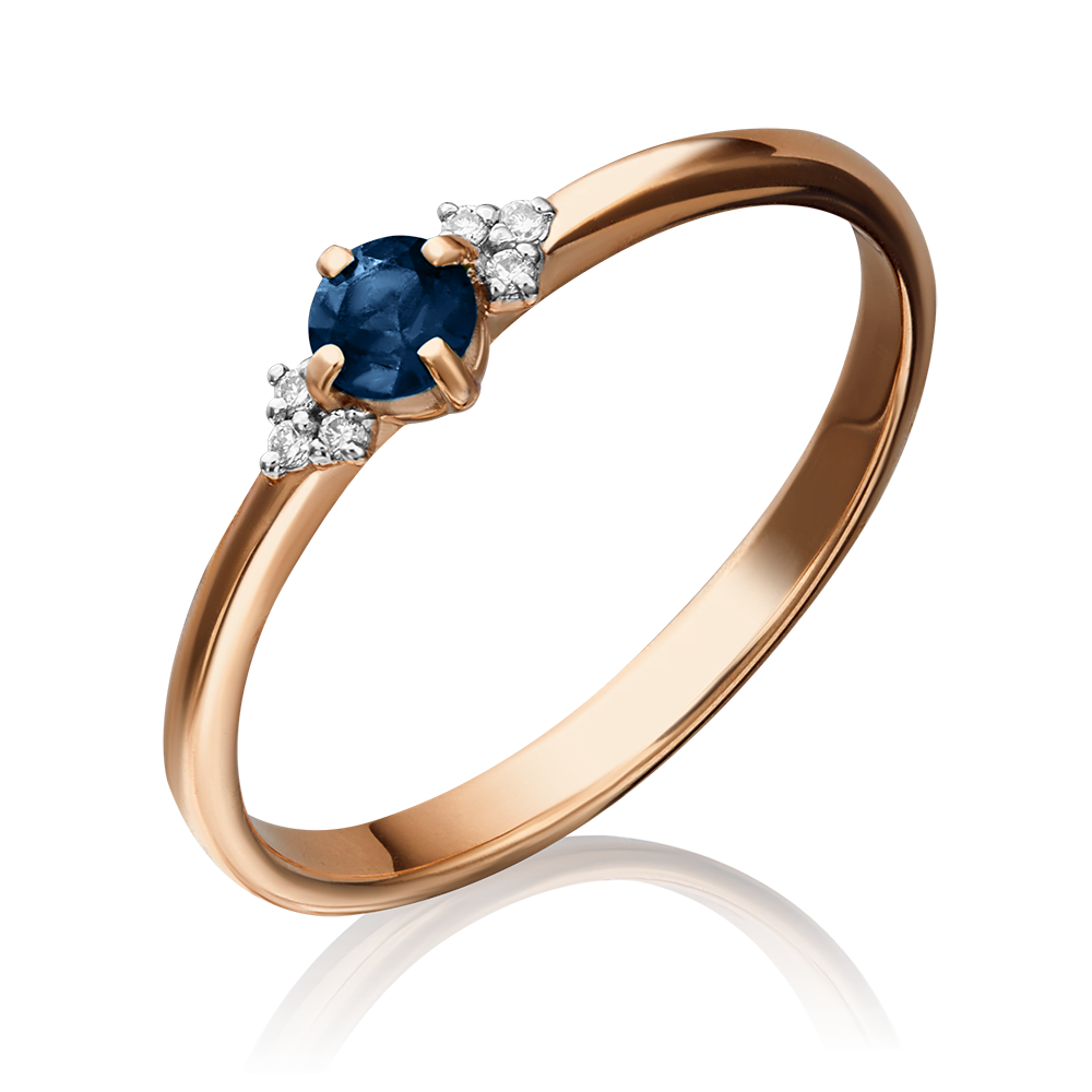 Кольцо из красного золота с сапфиром и бриллиантами 01-1486-00-105-1110-30