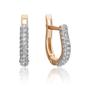 Серьги с английским замком из красного золота с бриллиантами 02-0852-00-101-1110-30