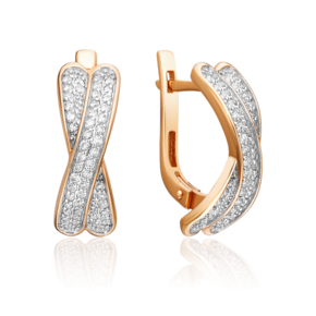 Серьги с английским замком из красного золота с бриллиантами 02-0853-00-101-1110-30