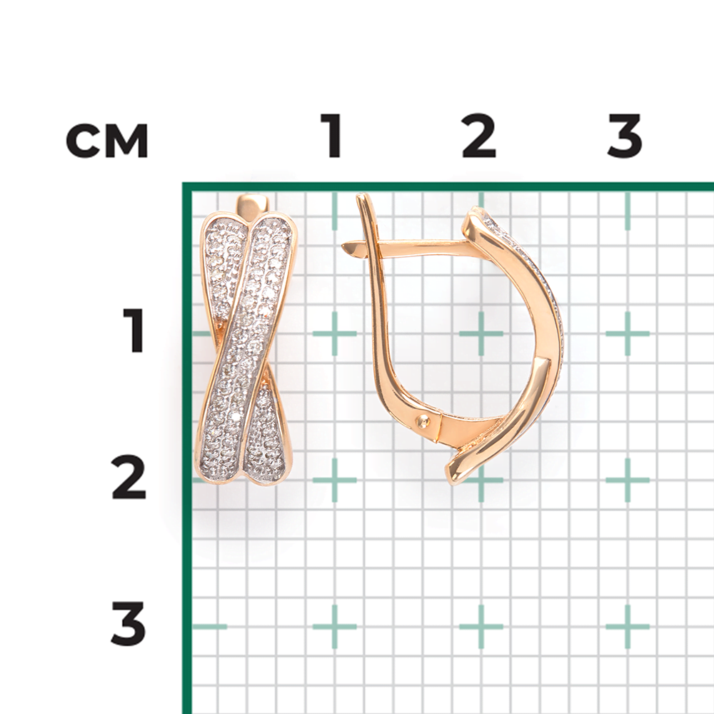 Серьги с английским замком из красного золота с бриллиантами 02-0853-00-101-1110-30