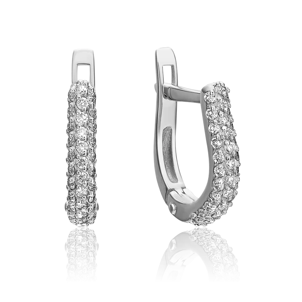 Серьги с английским замком из белого золота с бриллиантами 02-0852-00-101-1120-30