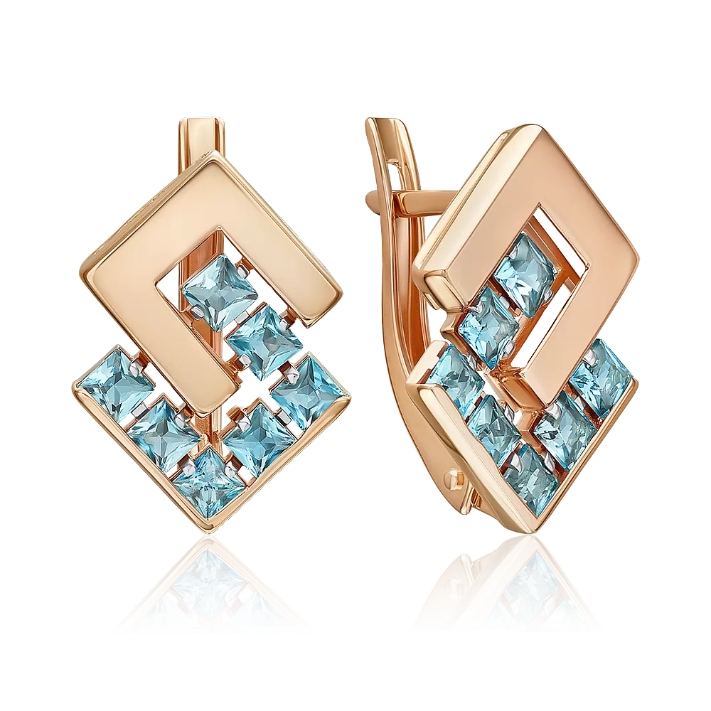 Серьги с английским замком из красного золота с топазами 02-5429-00-201-1110