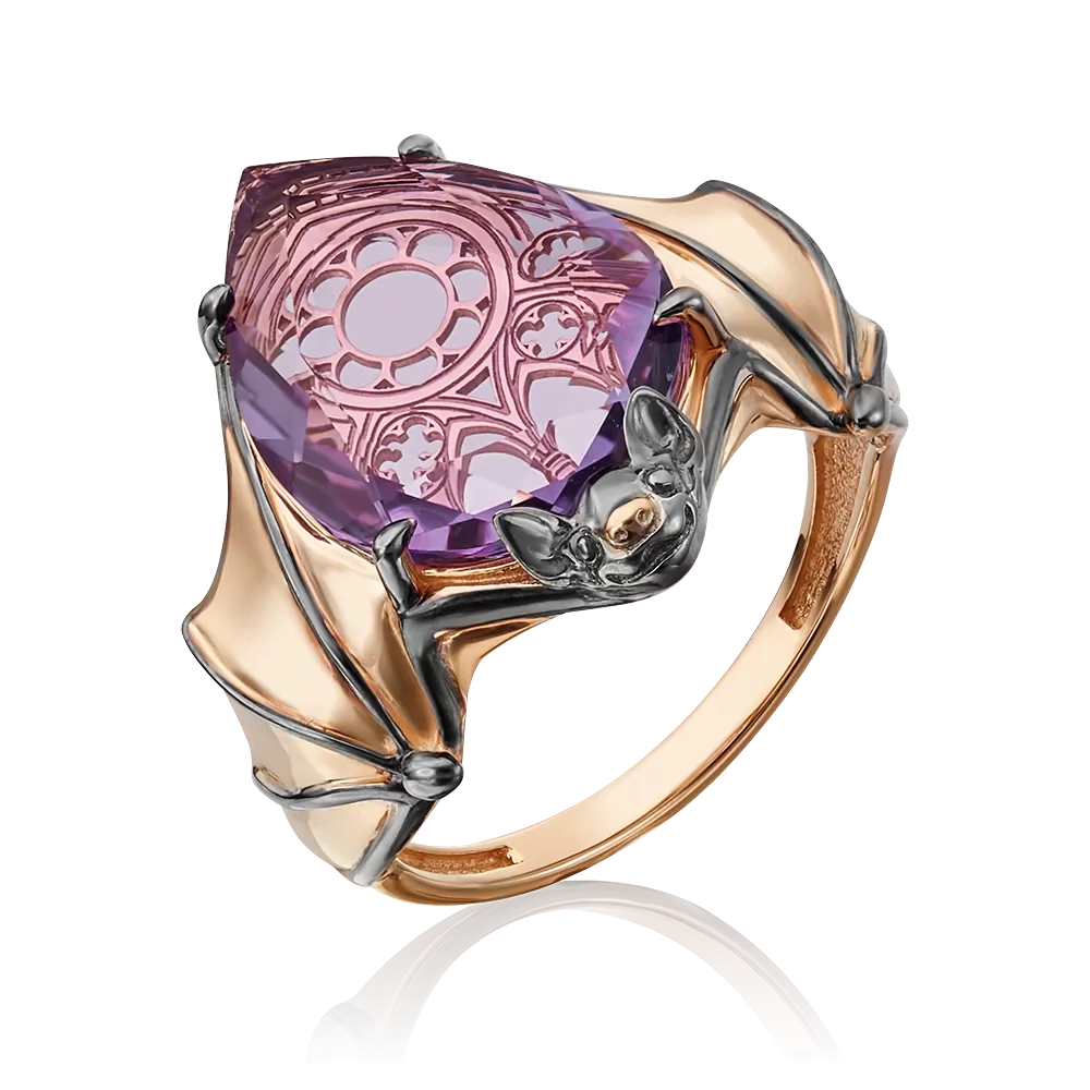 Кольцо «Летучая мышь» из красного золота с аметистом 01-5320-00-203-1110-46