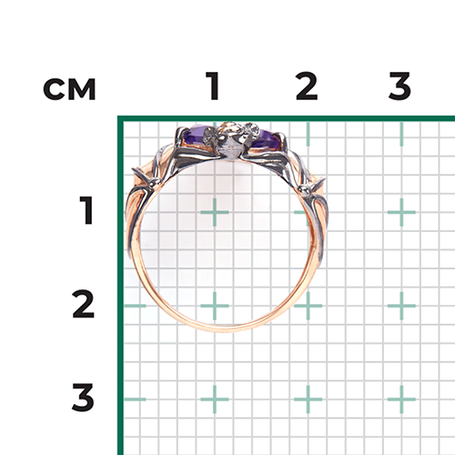 Кольцо «Летучая мышь» из красного золота с аметистом 01-5320-00-203-1110-46