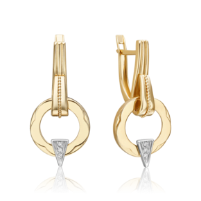 Серьги с английским замком из комбинированного золота с бриллиантами