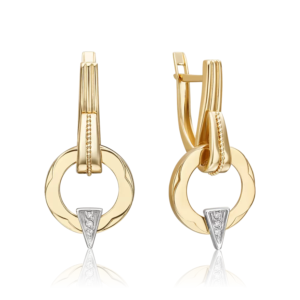 Серьги с английским замком из комбинированного золота с бриллиантами 02-5004-00-101-1121