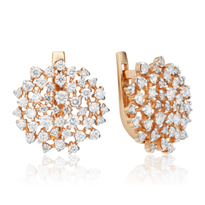 Серьги с английским замком из красного золота с бриллиантами