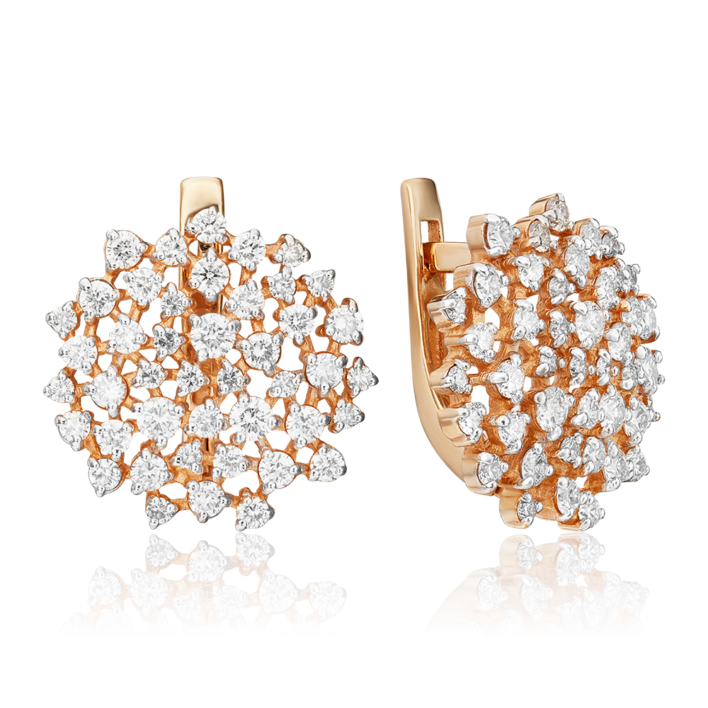 Серьги с английским замком из красного золота с бриллиантами 02-0669-00-101-1110-30