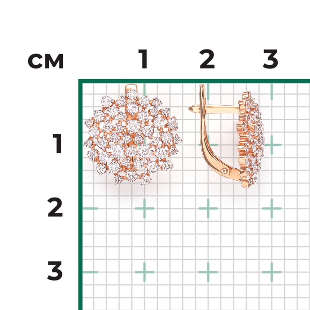 Серьги с английским замком из красного золота с бриллиантами 02-0669-00-101-1110-30