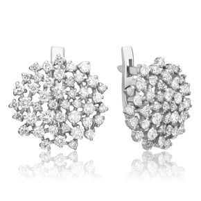 Серьги с английским замком из белого золота с бриллиантами