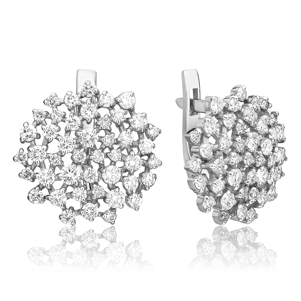 Серьги с английским замком из белого золота с бриллиантами 02-0670-00-101-1120-30