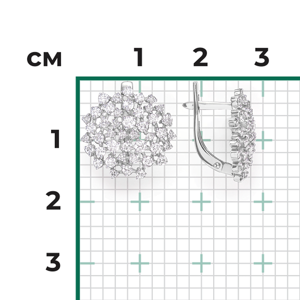 Серьги с английским замком из белого золота с бриллиантами 02-0670-00-101-1120-30