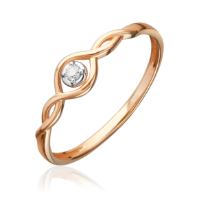 Кольцо из красного золота с бриллиантом 01-5977-00-101-1110