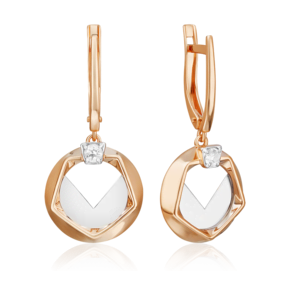 Серьги с английским замком из комбинированного золота с натуральным топазом white 02-5043-00-201-1111