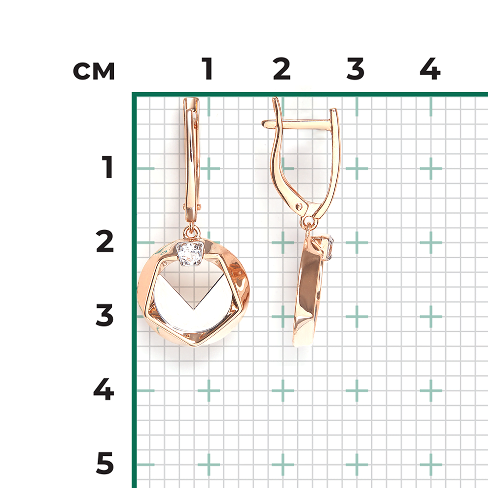 Серьги с английским замком из комбинированного золота с натуральным топазом white 02-5043-00-201-1111