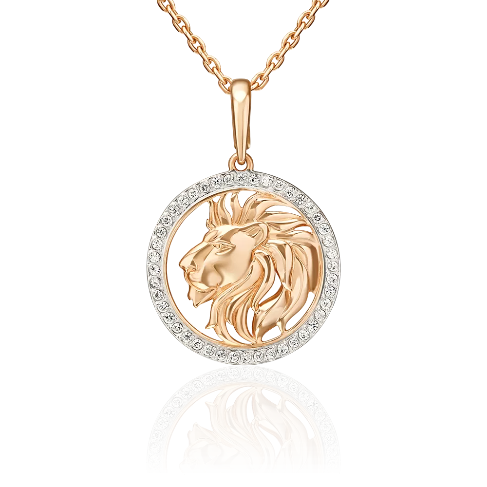 Подвеска «Знак зодиака Лев» из красного золота с фианитами 03-3641-04-401-1110