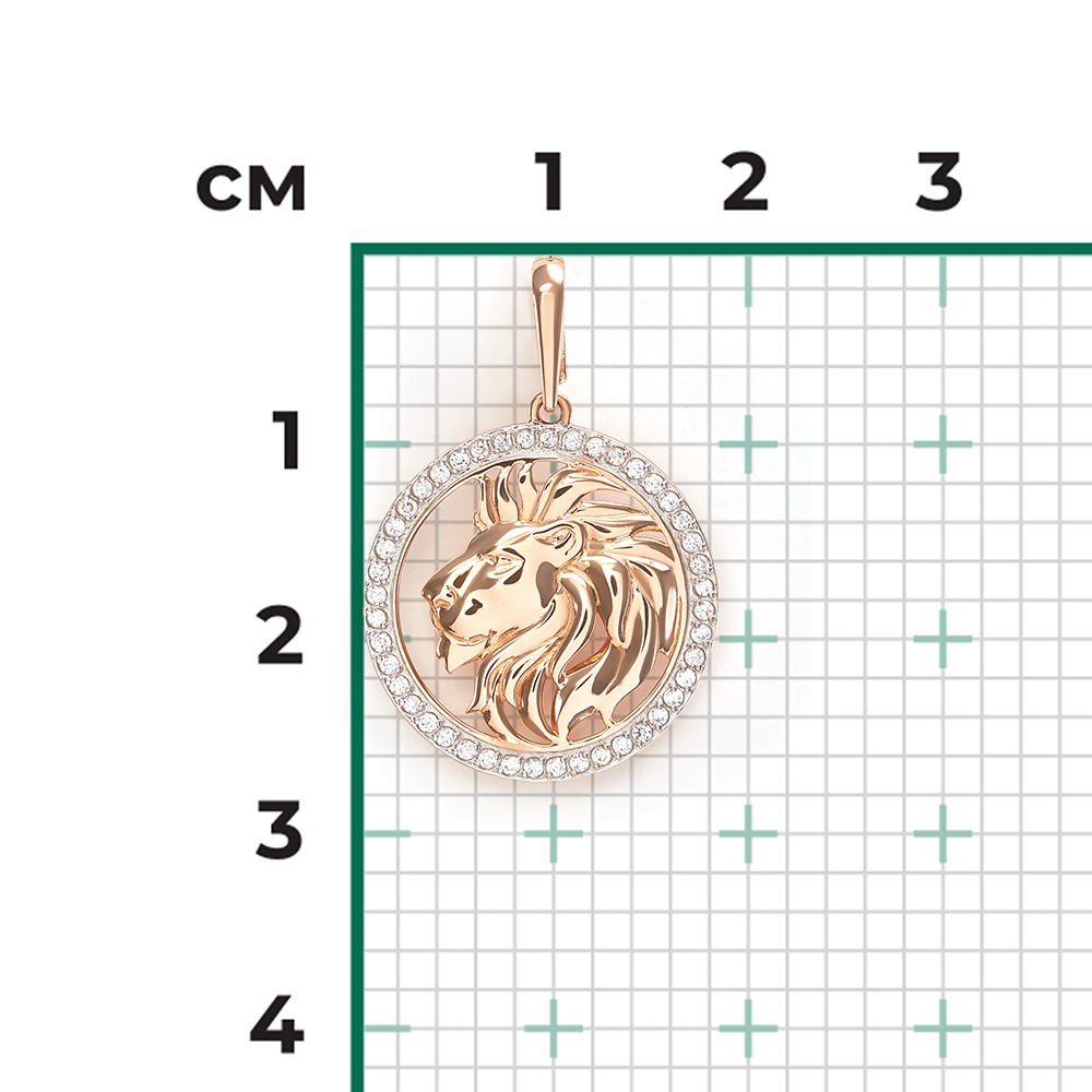 Подвеска «Знак зодиака Лев» из красного золота с фианитами 03-3641-04-401-1110