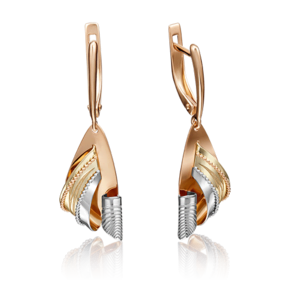 Серьги с английским замком из комбинированного золота 02-4136-00-000-1113-48