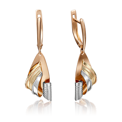 Серьги с английским замком из комбинированного золота 02-4136-00-000-1113-48