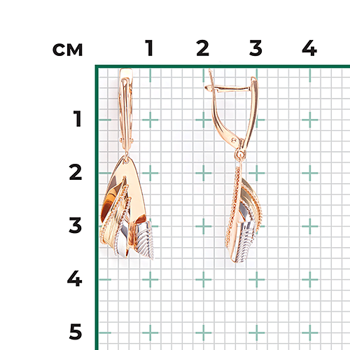 Серьги с английским замком из комбинированного золота 02-4136-00-000-1113-48