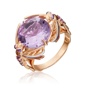 Кольцо «Стрекозы» из красного золота с аметистами и эмалью 01-5412-00-203-1110-46