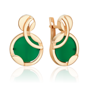 Серьги с английским замком из красного золота с агатом 02-5456-00-749-1110