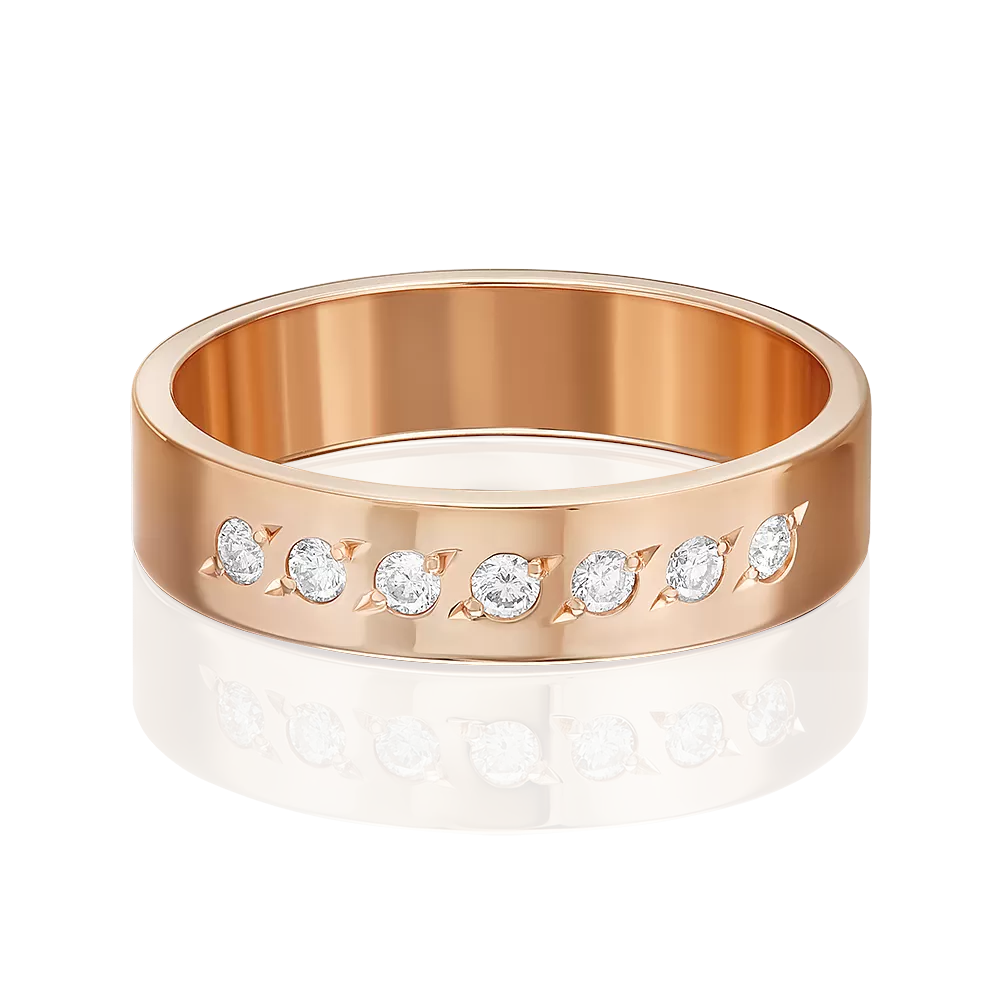 Обручальное кольцо из красного золота с бриллиантами 01-1141-00-101-1110-30