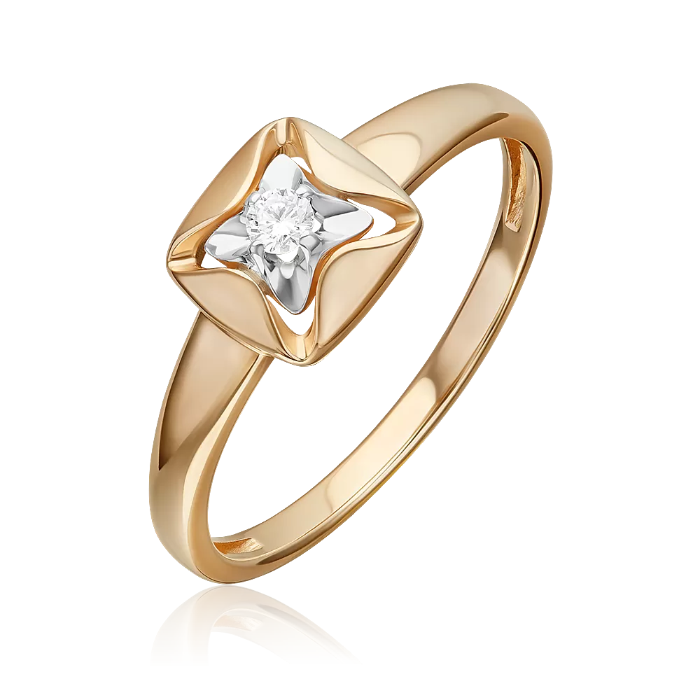 Кольцо из красного золота с бриллиантом 01-5851-00-101-1110